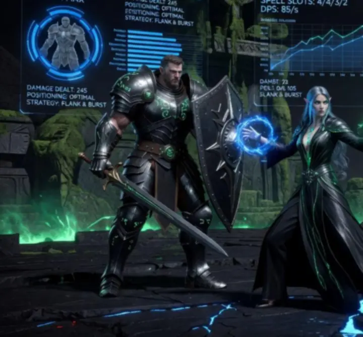 Dashboard showing top meta Baldur's Gate 3 character builds and performance metrics